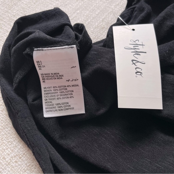 Style & Co. Eyelet Flutter Sleeve Black Top - Picture 5 of 5